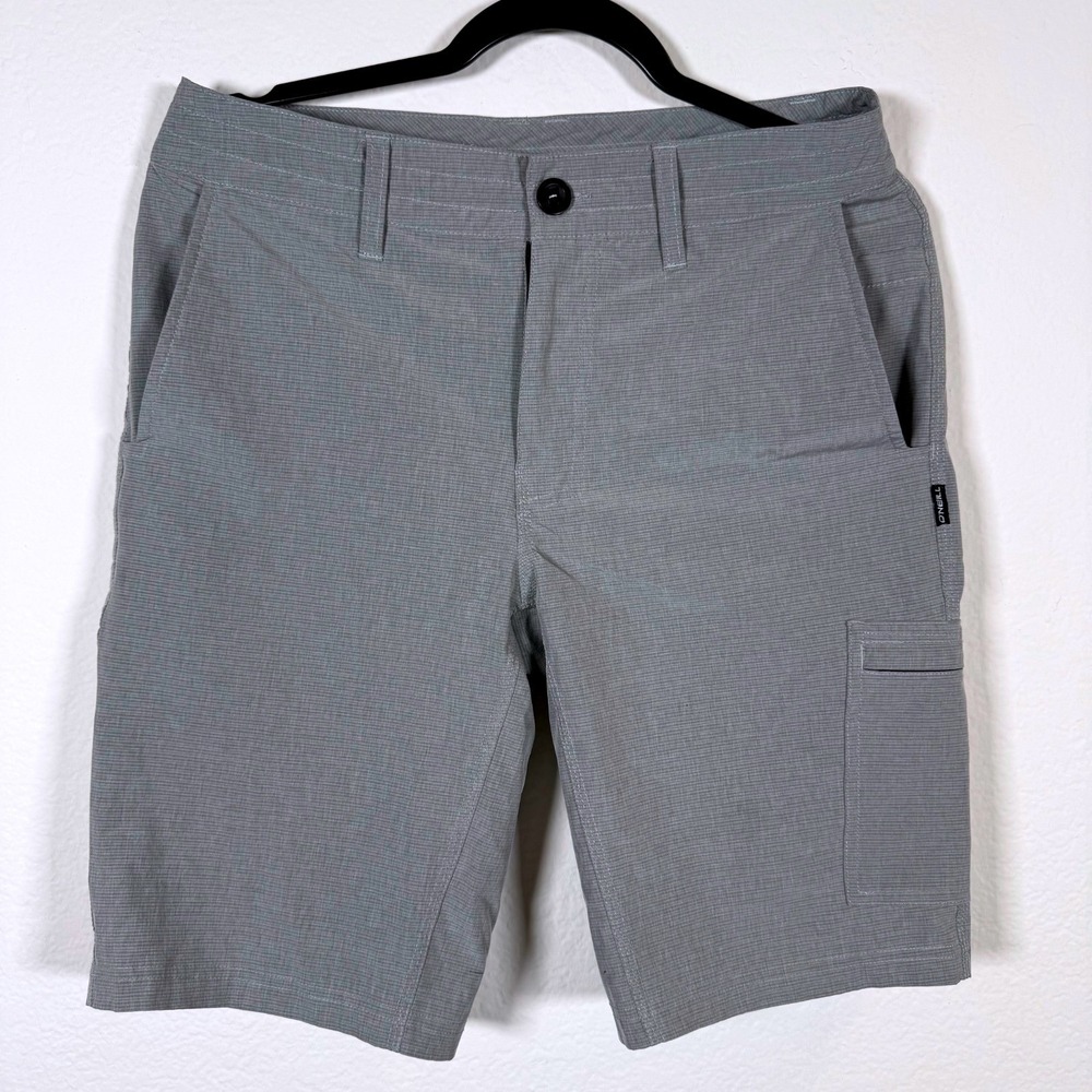 O'Neill Hybrid Shorts Mens 30 Gray Cargo Pocket Stretch Board Shorts
